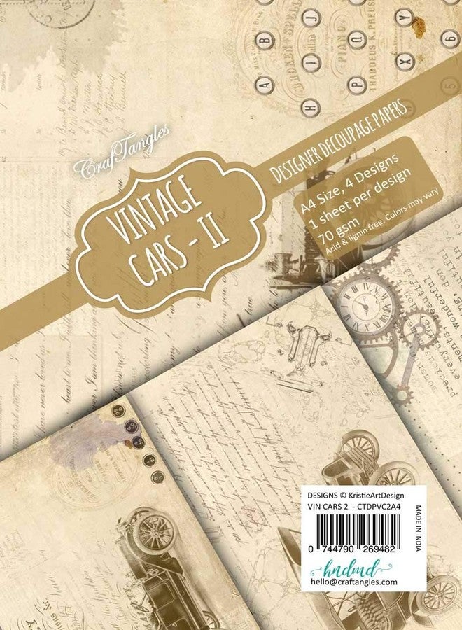 CrafTangles مجموعة ورق ديكوباج كرافت تانجلز - سيارات كلاسيكية 2 (A4) - Image 3